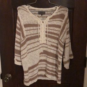 Michael Star poncho sweater tan and cream